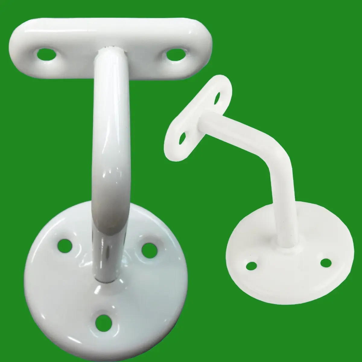 2x White Metal Hand Rail Bracket, Railing Holder Handrail Barriers Stairs - image 2 | Free standard UK delivery included | Discount Quality Products