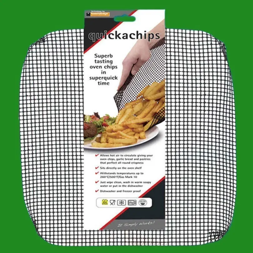 4x Quickachips Non Stick Chip Mesh Basket Quick Oven Chips Fries, Garlic Bread