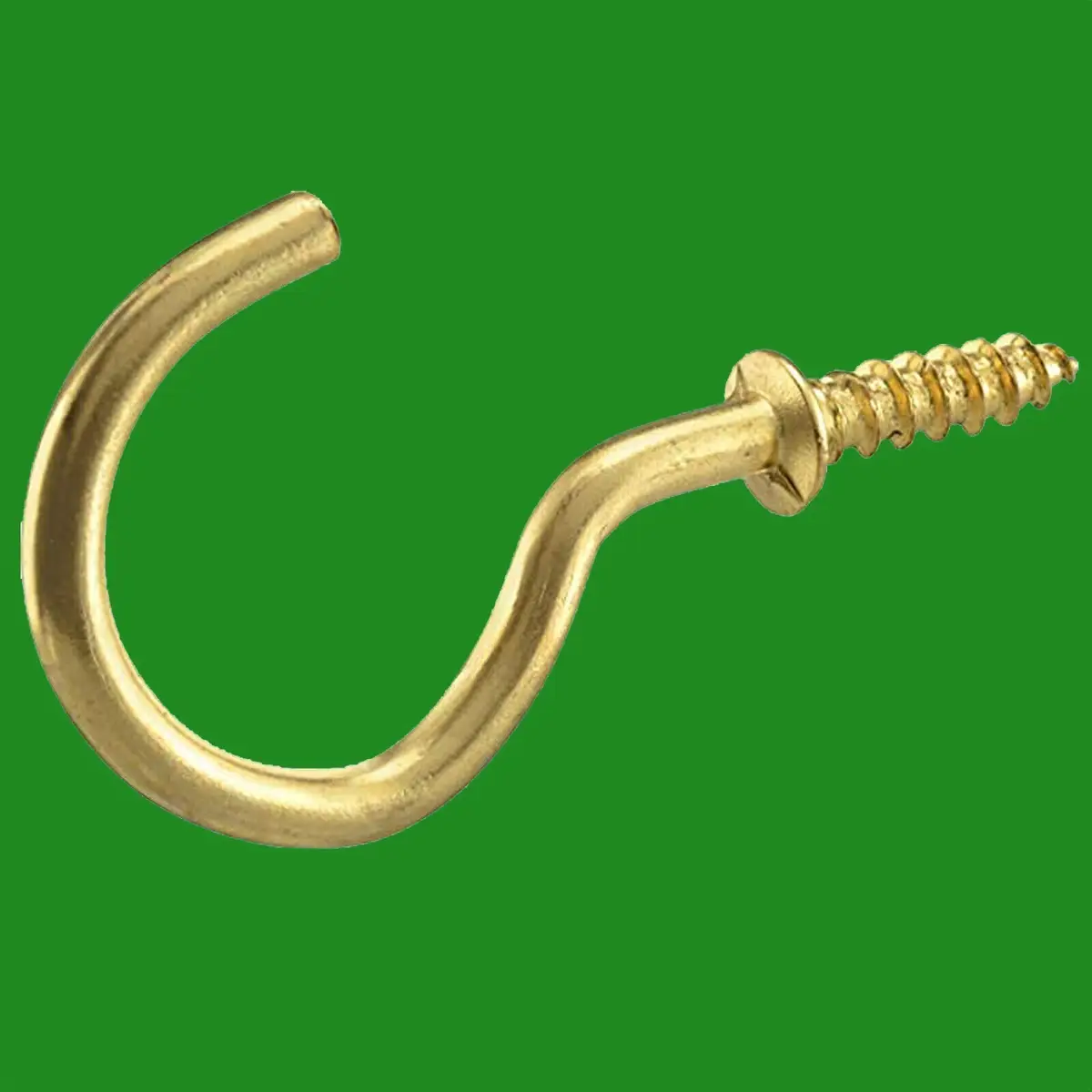25x 32mm Cup Hook Shouldered Brass Plated, Screw in, Wall Hanging, Kitchen