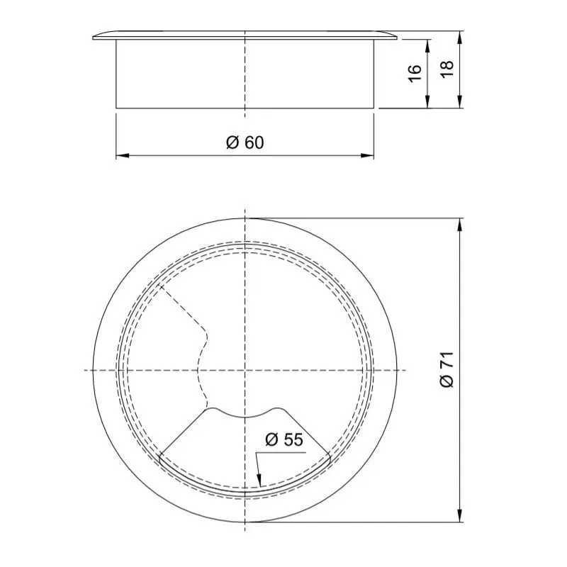 50x Brown 60mm Computer Desk Plastic Cable Grommet, Surface Wire Hole Cover - image 4 | Free standard UK delivery included | Discount Quality Products