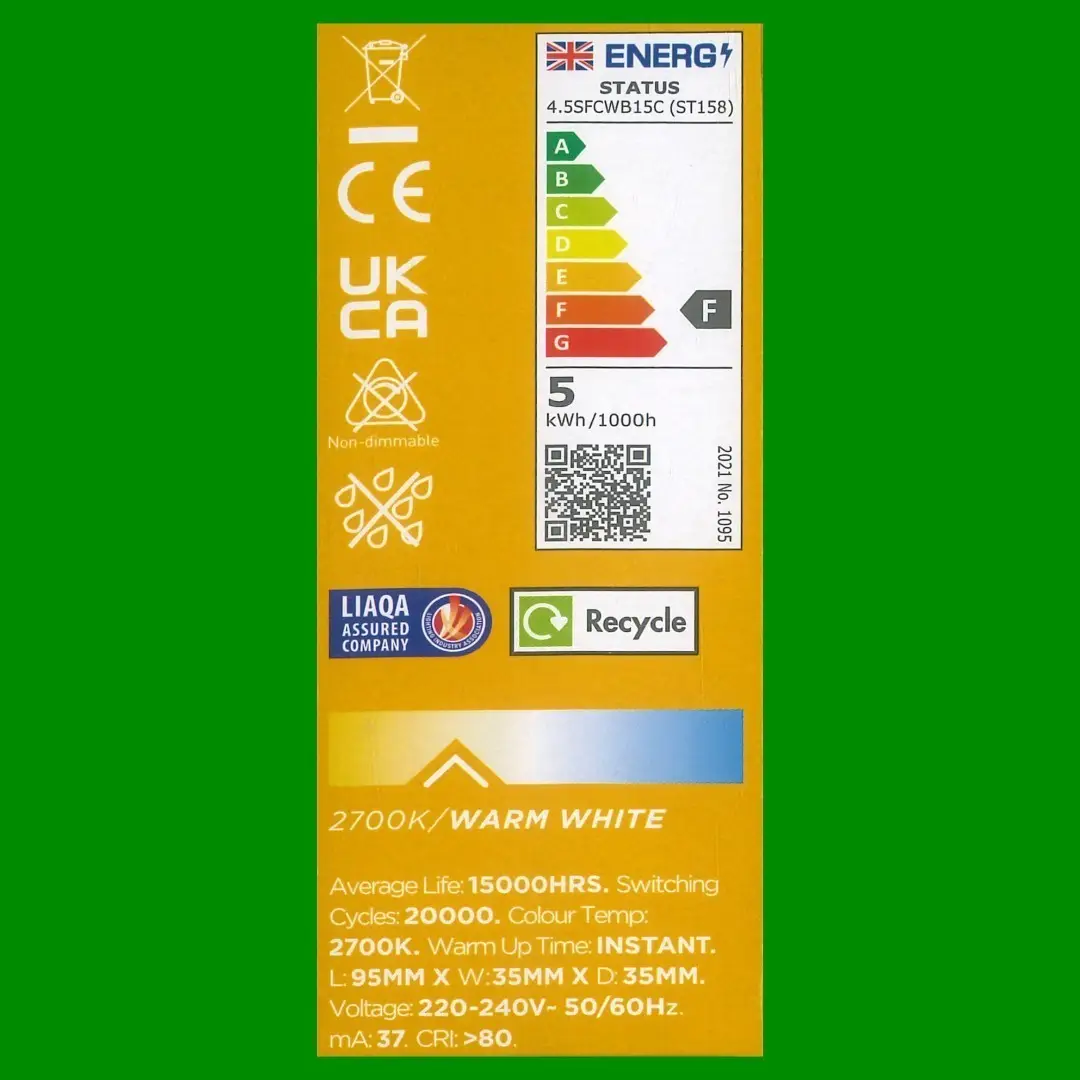 10x 4.5W (=40W) LED Filament Clear Candle Light Bulbs, SBC, B15 2700K B15d Lamps - image 3 | Free standard UK delivery included | Discount Quality Products