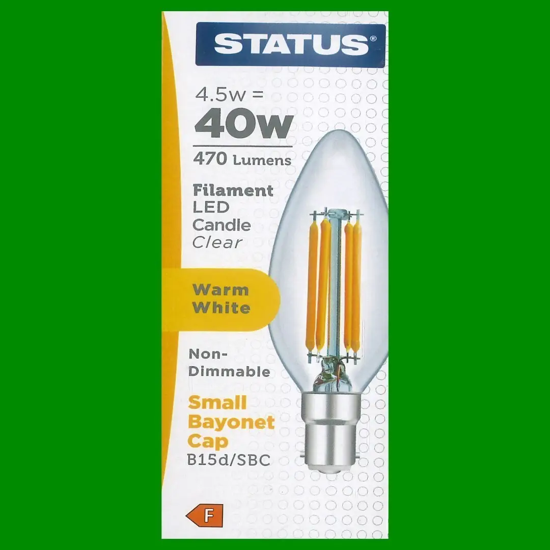 10x 4.5W (=40W) LED Filament Clear Candle Light Bulbs, SBC, B15 2700K B15d Lamps - image 5 | Free standard UK delivery included | Discount Quality Products