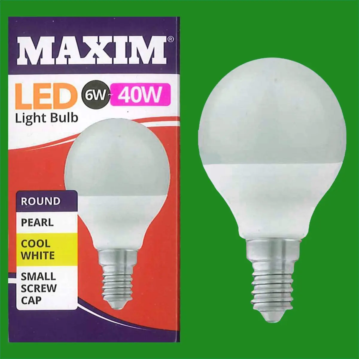 10x 6W G45 Golf Ball LED Light Bulb, Round E14 SES 4000K Cool White Lamp