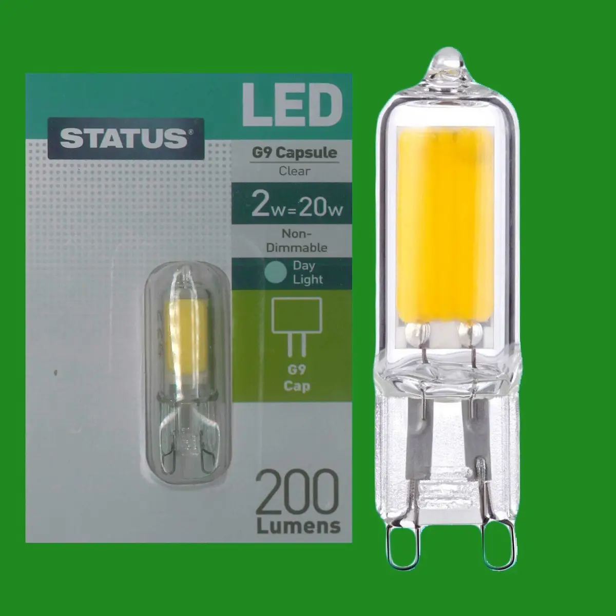 2x 2W G9 Capsule LED 200 lumen, Instant On Light Bulb Halogen Replacement 6500K