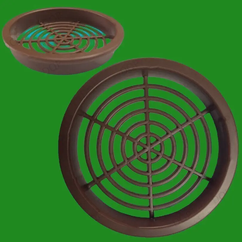 6x Brown Vivarium Reptile Push Fit Round 65mm Air Vents, 60mm Hole, Ventilation