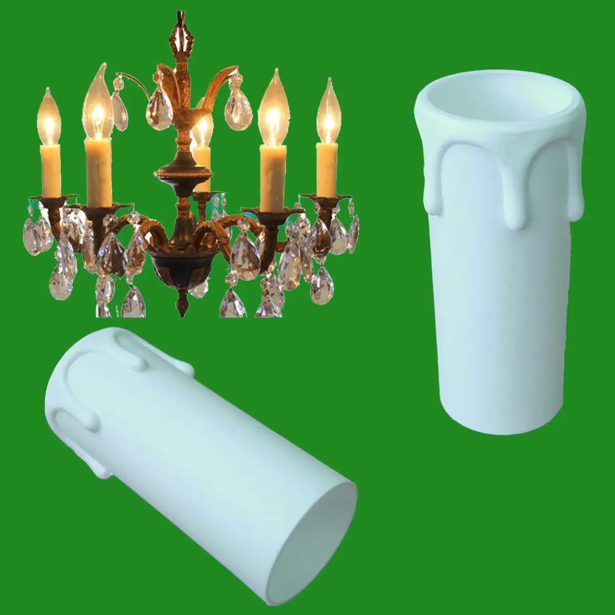 8x White Drip Candle Sleeve Wax Effect Chandelier Light Bulb Cover 55mm x 27mm