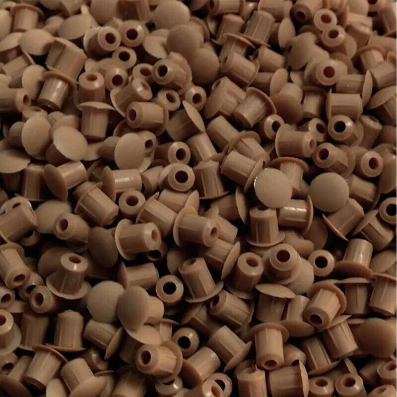 50x Light Brown Cover Caps Ø 5mm Blind Hole Wardrobe, Kitchen Cabinet, Cupboard