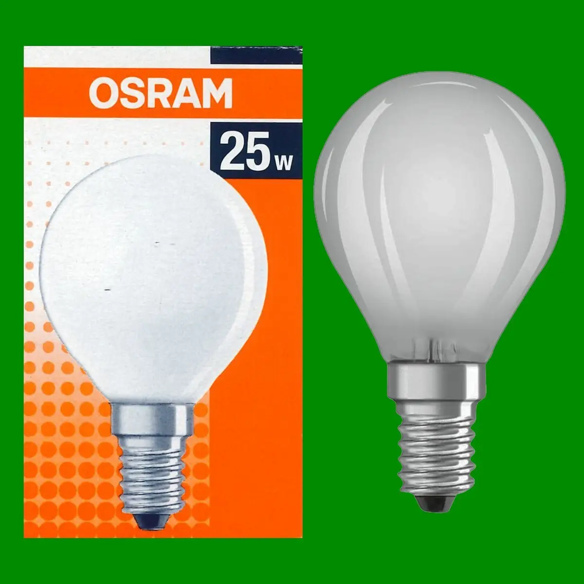 100x 25W Osram Incandescent Filament Frosted Golf Dimmable Light Bulb E14 SES
