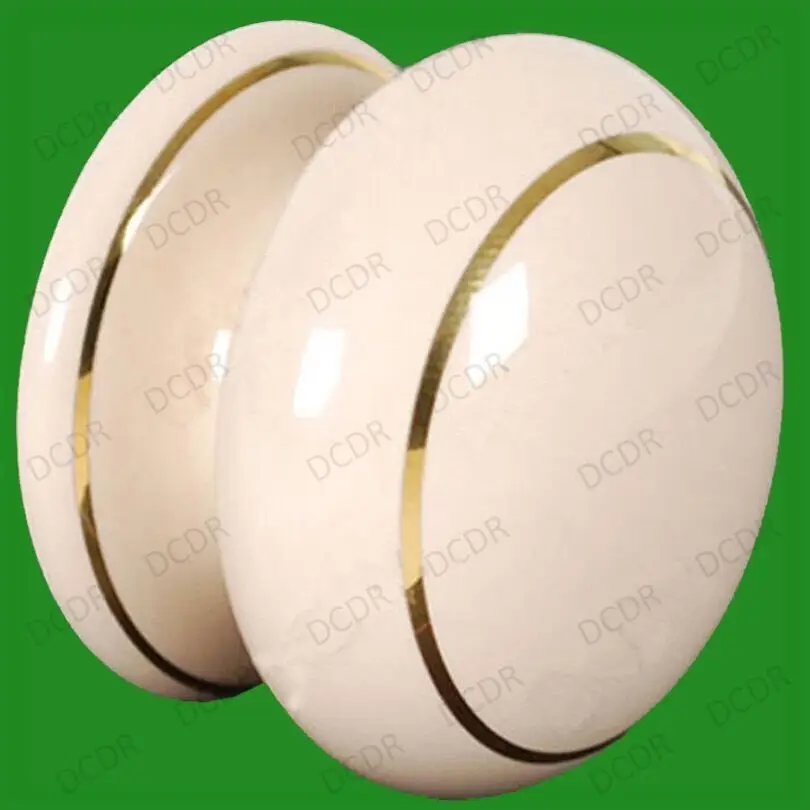 2x 40mm Cream With Gold Ring Ceramic Cabinet Door Knobs, Drawer, Desk, Cupboard