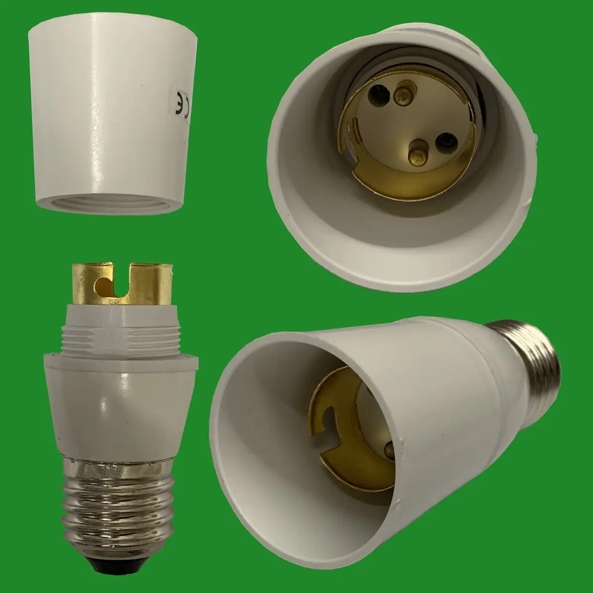 4x White Edison ES E27 to Bayonet BC B22 Light Bulb Adaptor, Lamp holder, Shroud