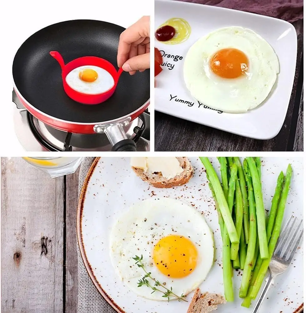 4x Silicone Egg Rings Poacher Fried Frying Pan Round Mould Pancakes Non Stick - image 2 | Free standard UK delivery included | Discount Quality Products