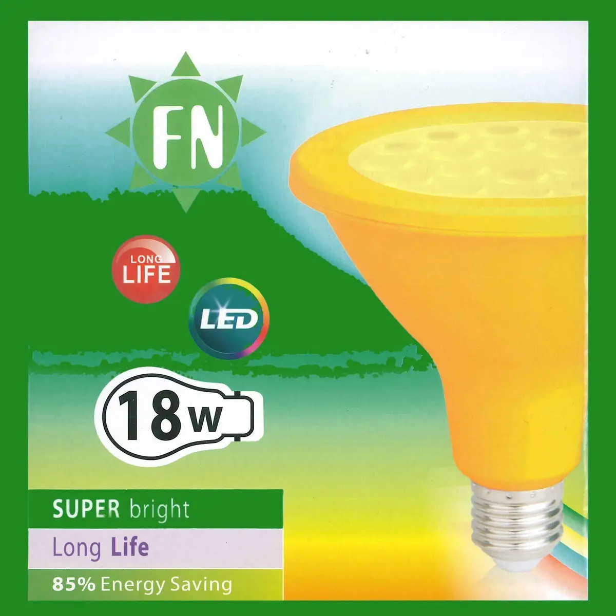 6x 18W PAR38 Yellow Coloured LED Flood Reflector ES E27 Light Bulb Lamp