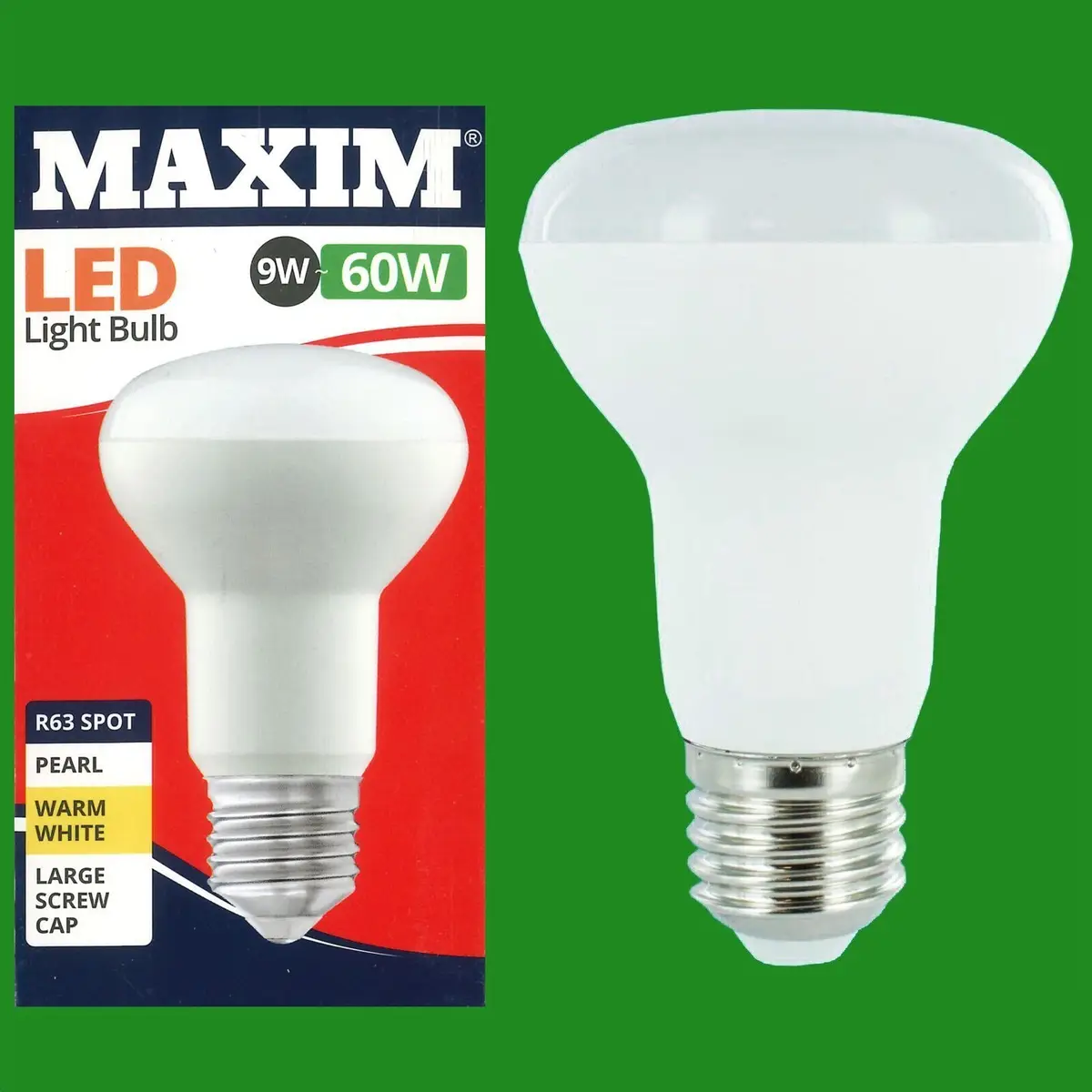 8x 9W =60W LED R63 Reflector Spotlight 2700K Warm White ES E27 Light Bulbs Lamp