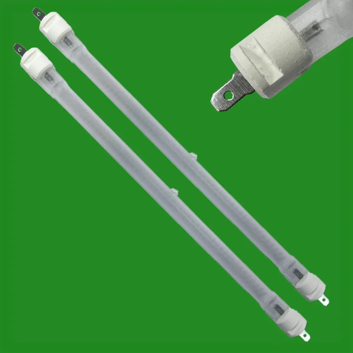 2x 400W Halogen Heater Bar Replacement Tube 208mm Bulb Spade Connector Flat Ends