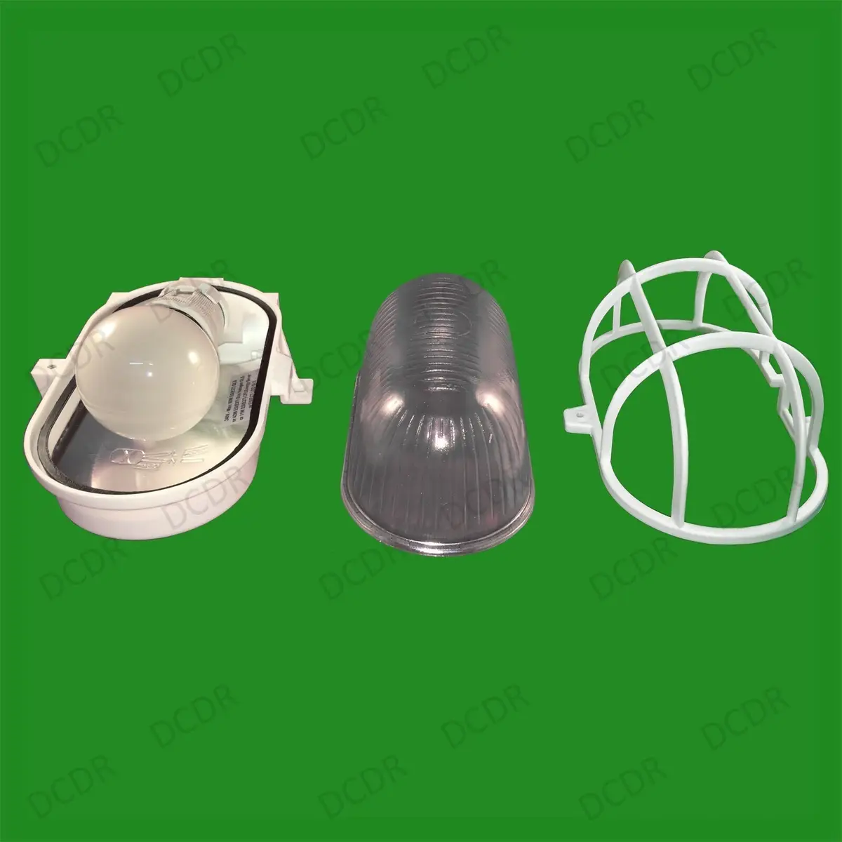 White Caged Oval Glass IP44 Security Bulkhead Wall Lamp Fitting & 40W Light Bulb - image 4 | Free standard UK delivery included | Discount Quality Products