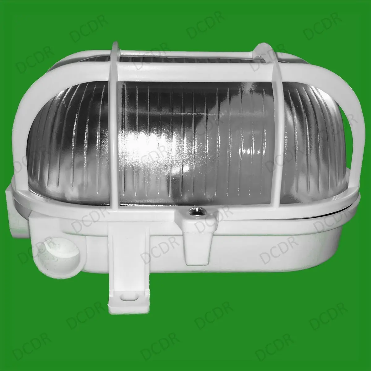 White Caged Oval Glass IP44 Security Bulkhead Wall Lamp Fitting & 40W Light Bulb - image 9 | Free standard UK delivery included | Discount Quality Products
