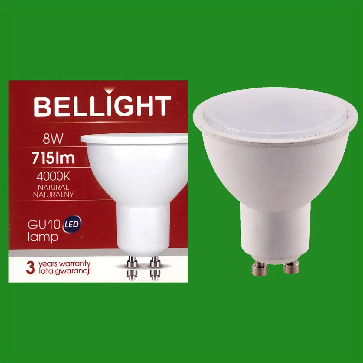 10x 8W Bellight LED 4000K Cool White GU10 Instant On Spot Light Bulbs Lamps