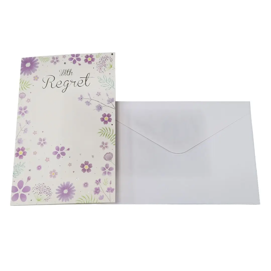 With Regret Greeting Card, Floral Flower Petal Design Pattern, 7.2" x 4.2" - image 3 | Free standard UK delivery included | Discount Quality Products