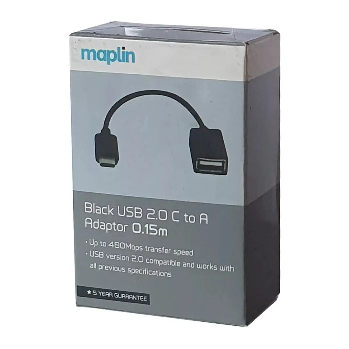 0.15M Maplin USB A 2.0 Female To USB Type C Male On The Go OTG Cable