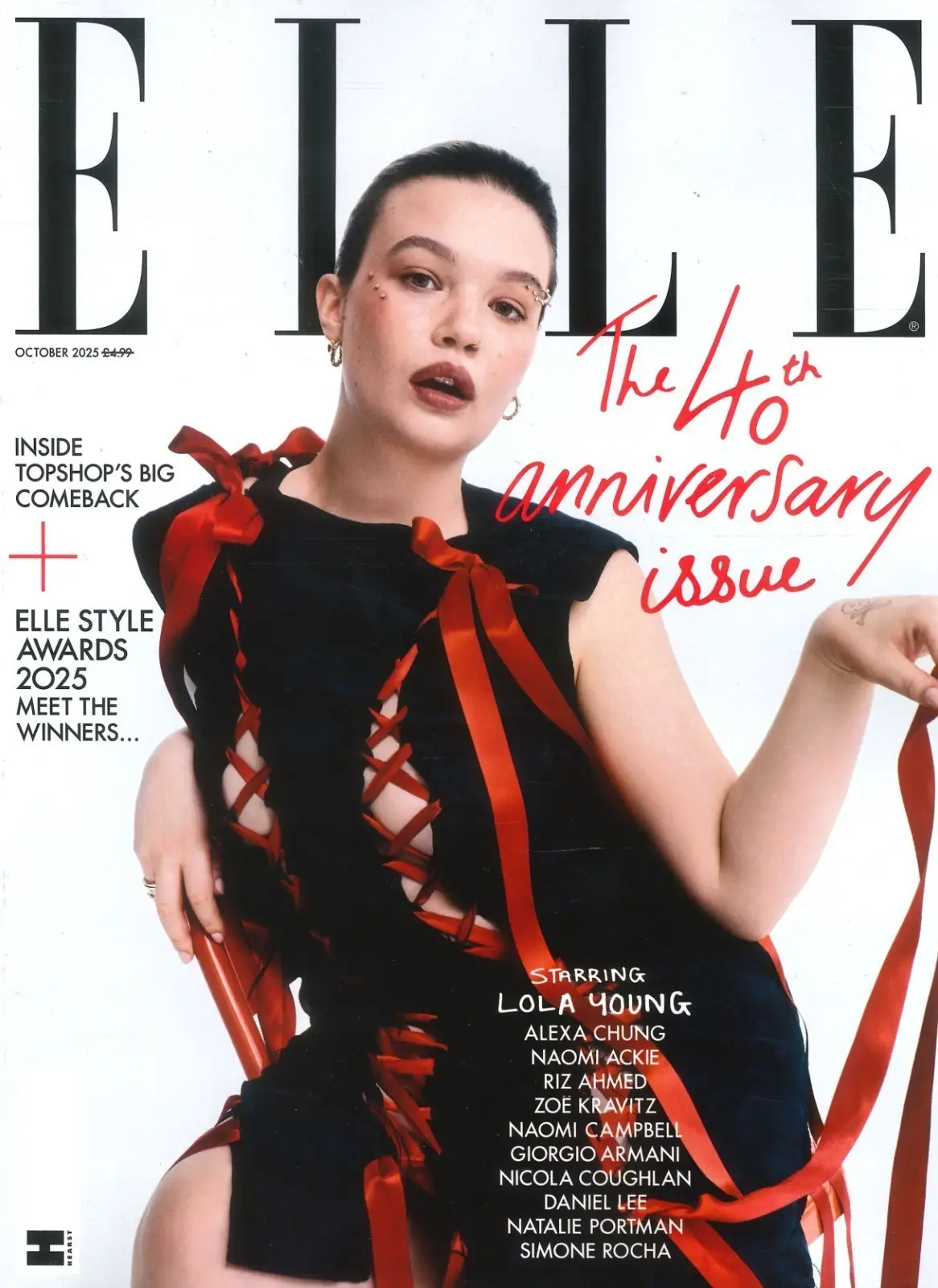 Elle Magazine: 40th Anniversary Issue, Lola Young, Naomi Campbell, Oct 2025
