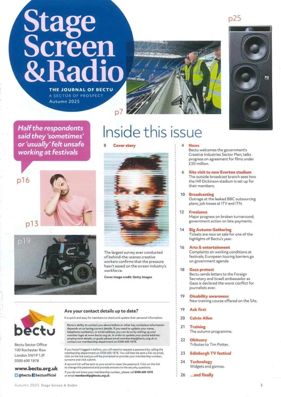 Stage Screen & Radio BECTU Magazine: Creatives Under Pressure, BBC, Autumn 2025 - image 3 | Free standard UK delivery included | Discount Quality Products