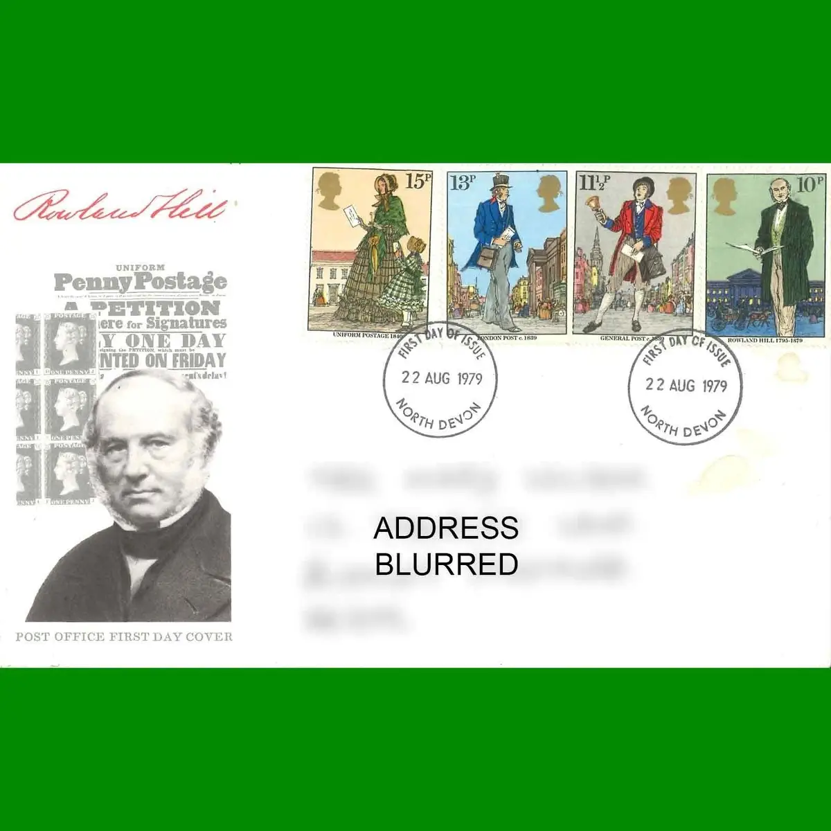 FDC Sir Rowland Hill Commemorative Stamps Post Office First Day Cover, 22.8.1979
