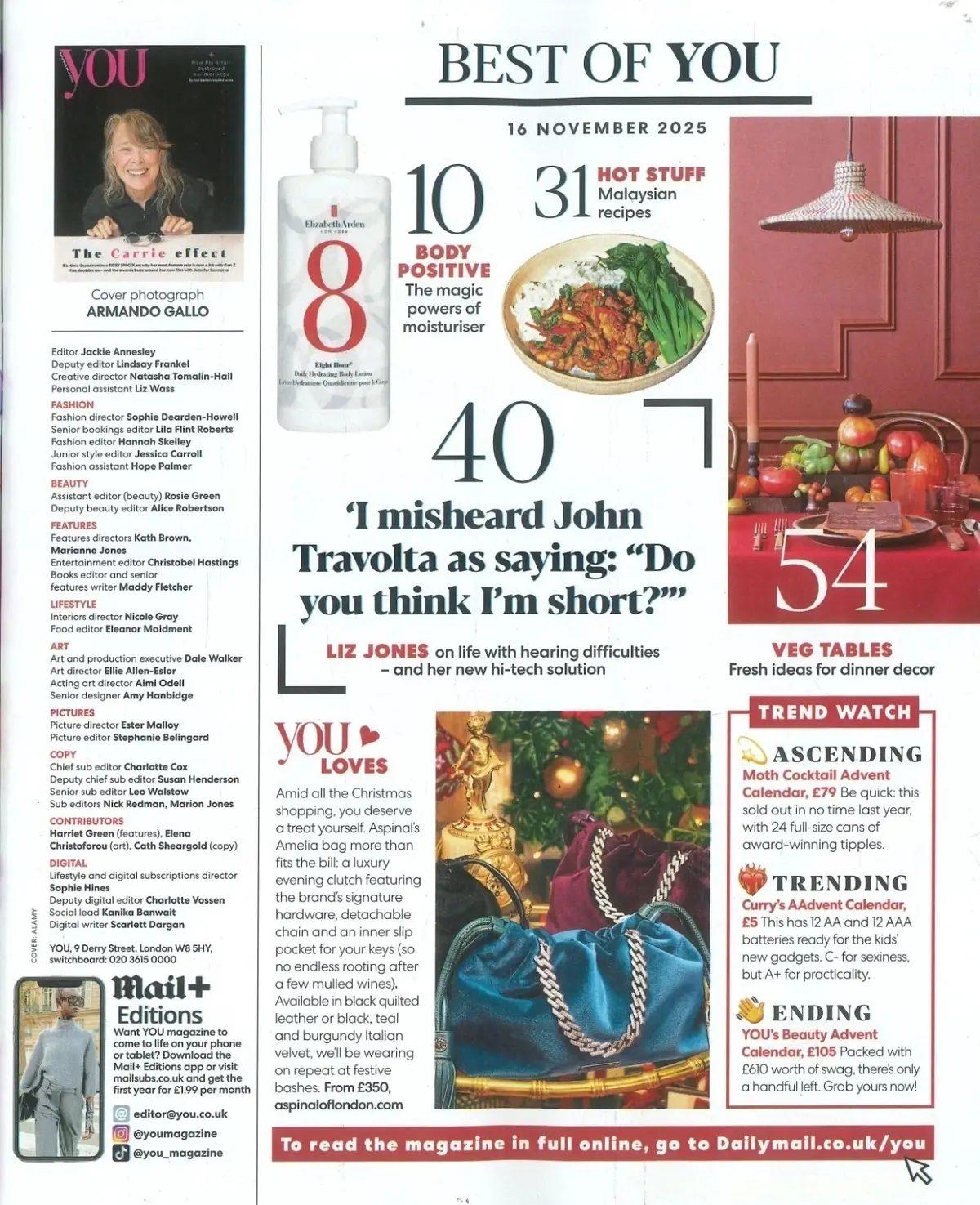 You Magazine: Sissy Spacek, Matteo Bocelli, Liz Jones, Fashion, Style, 16.11.25 - image 3 | Free standard UK delivery included | Discount Quality Products