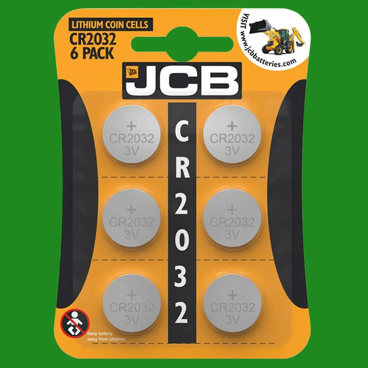 6 Pack JCB CR2032 3V Lithium Coin / Button Battery Cell, Remote, Watch, Car Keys