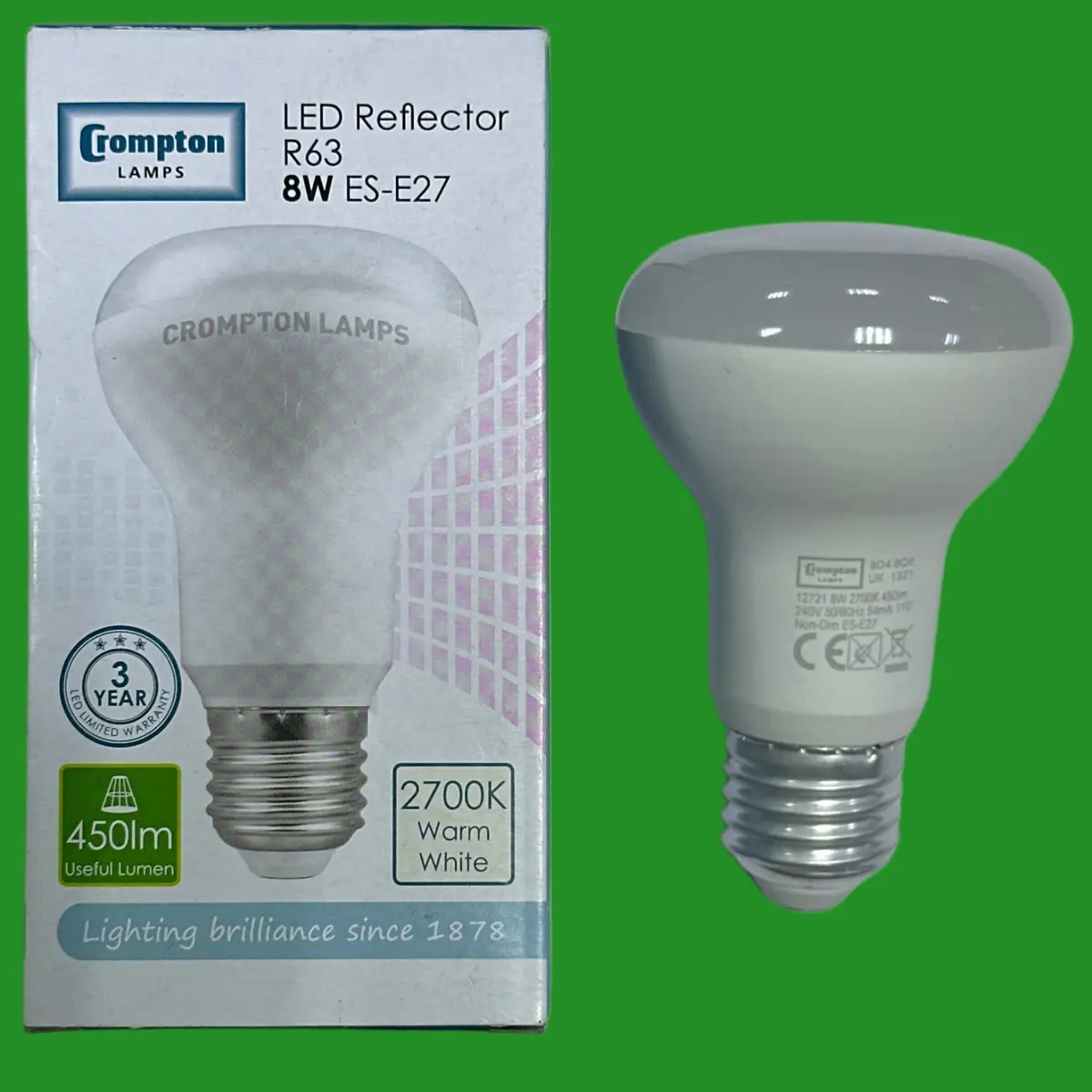2x 8W =60W Crompton R63 LED Pearl Reflector Light Bulb 2700K ES E27 Edison Screw