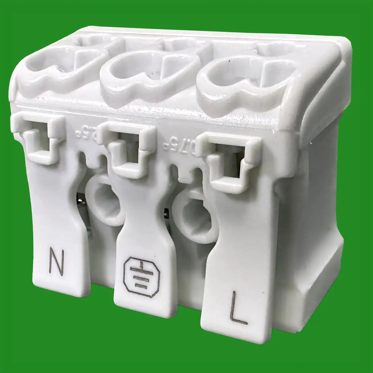 2x 3 Way Push Wire Cable Connector Neutral Ground Live Terminal Junction Block