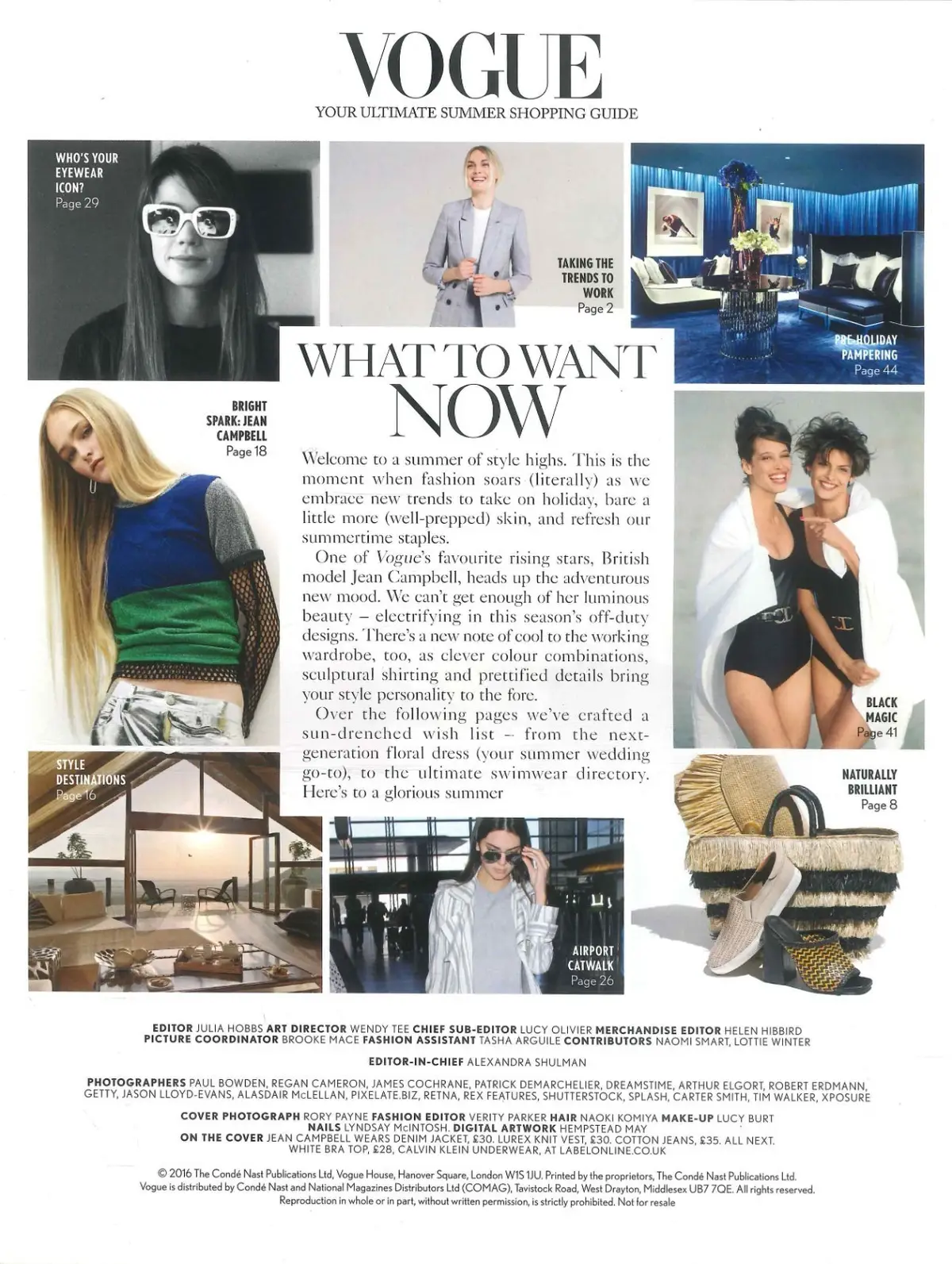 Vogue Magazine Supplement: Jean Campbell, Summer Style, Fashion Models, May 2016 - image 2 | Free standard UK delivery included | Discount Quality Products