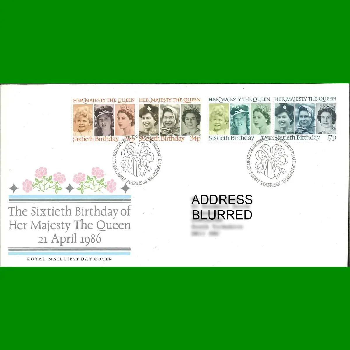 FDC Queen Elizabeth II's 60th Birthday Royal Mail First Day Cover, 21.4.1986