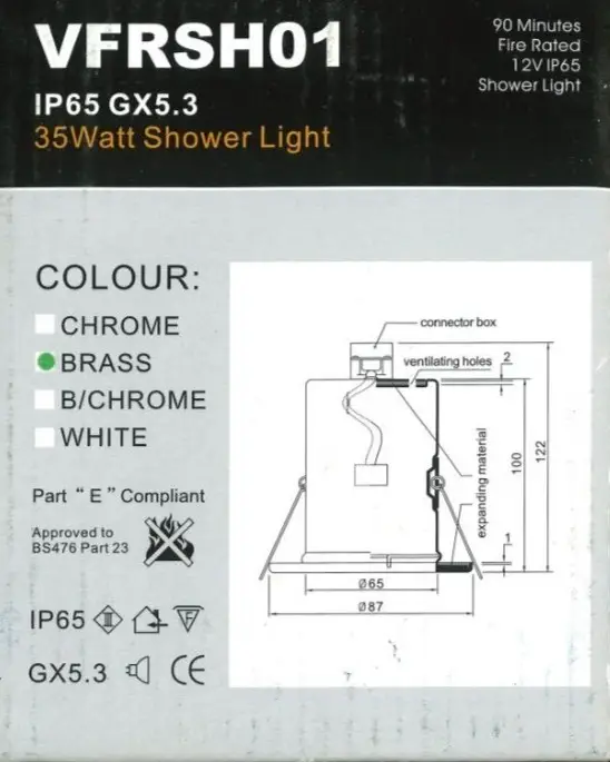 Recessed Brass Ceiling Shower Light Fire Rated IP65 Downlight MR16 12V 35W GX5.3 - image 4 | Free standard UK delivery included | Discount Quality Products