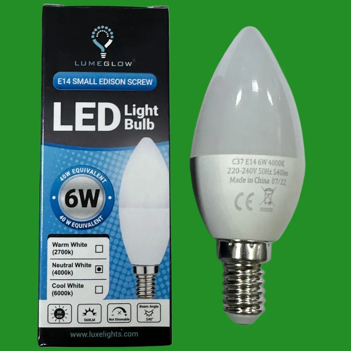 8x 6W (=40W) LED Pearl Candle Light Bulbs 4000K Cool White SES E14 Small Screw