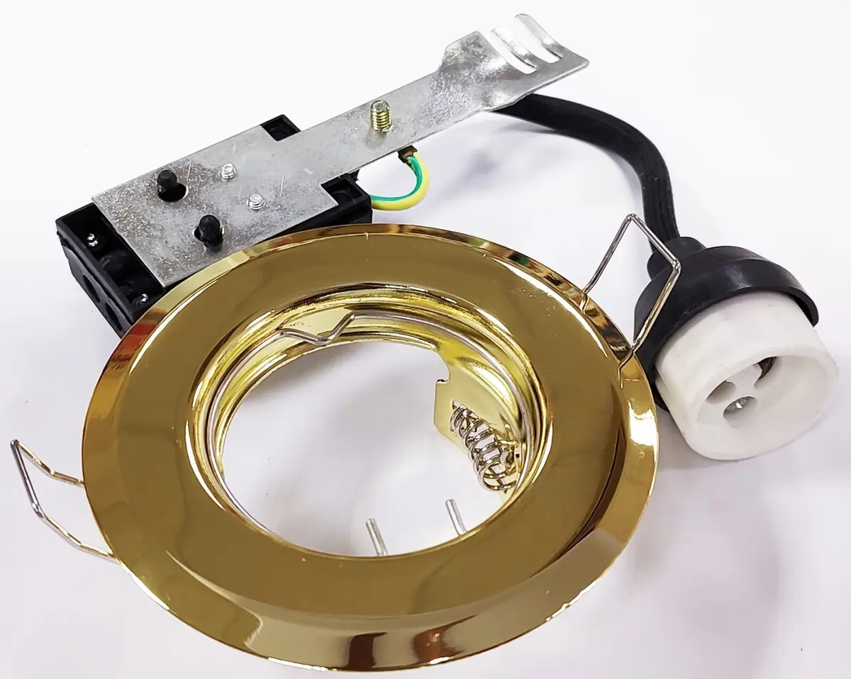1x Red Arrow Brass Ceiling Spring Clip Halogen/LED Downlight GU10 50W Max.