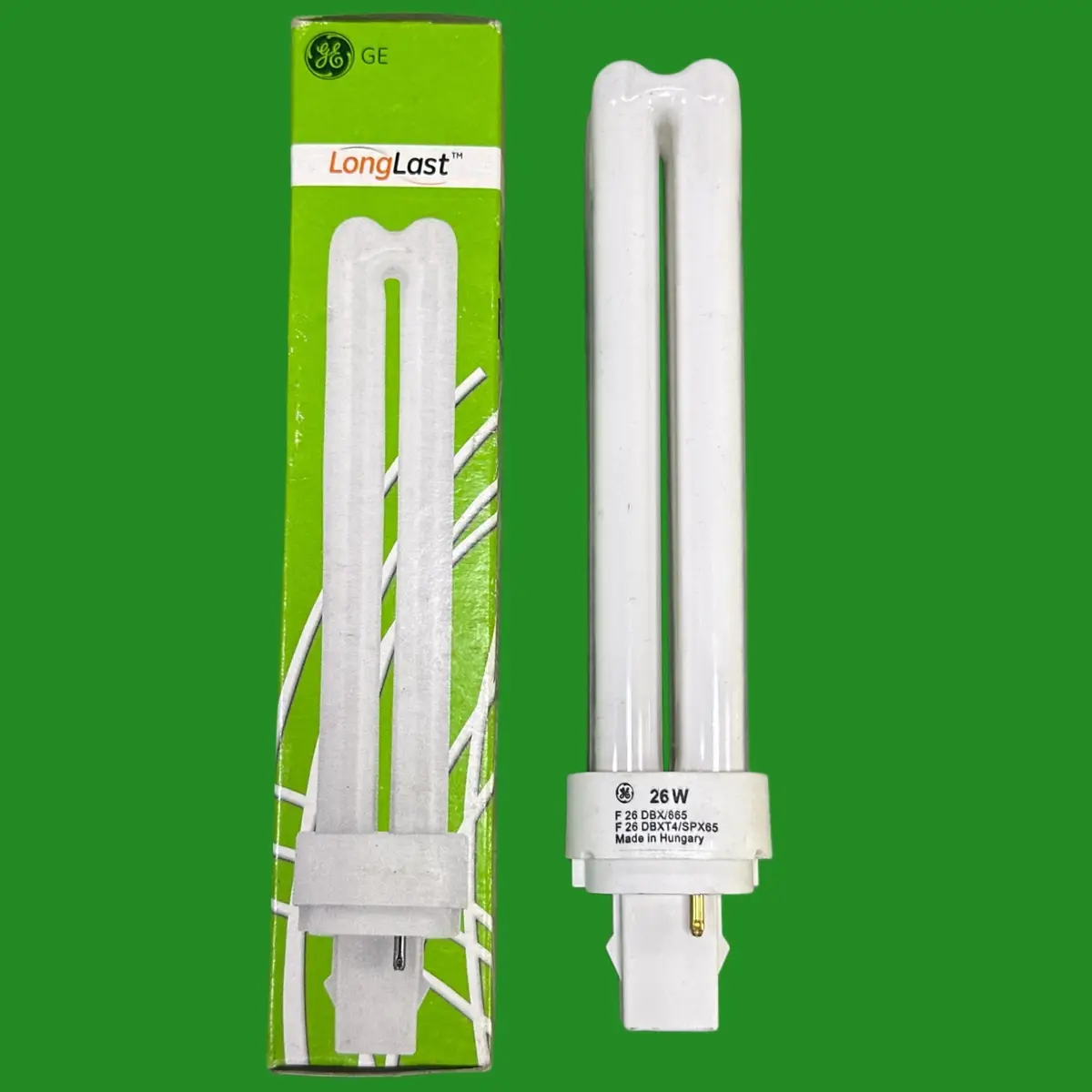 1x 26W GE G24d-3, 2 pin 6500K Daylight White, Low Energy CFL BLD Light Bulb Lamp