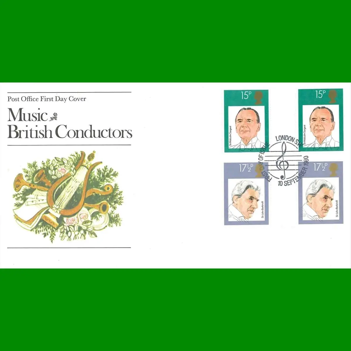 FDC Music &amp; British Conductors Stamps, Post Office First Day Cover, 10.9.1980
