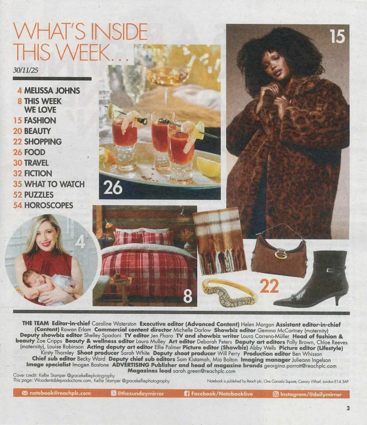 Sunday Mirror Notebook Magazine: Grantchester Star Melissa Johns, 30.11.25 - image 3 | Free standard UK delivery included | Discount Quality Products