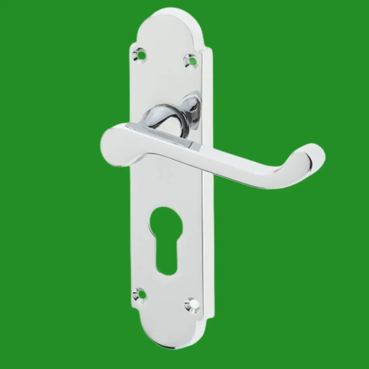Frelan Epsom Suite Lever Door Handle on Euro Lock Plate Set Polished Chrome