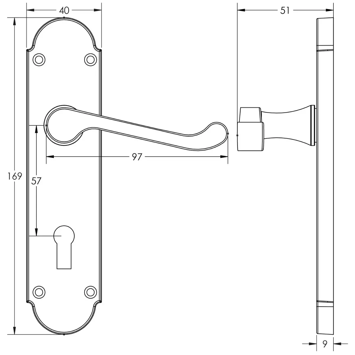 Frelan Epsom Suite Lever Door Handle on Euro Lock Plate Set Polished Chrome - image 2 | Free standard UK delivery included | Discount Quality Products