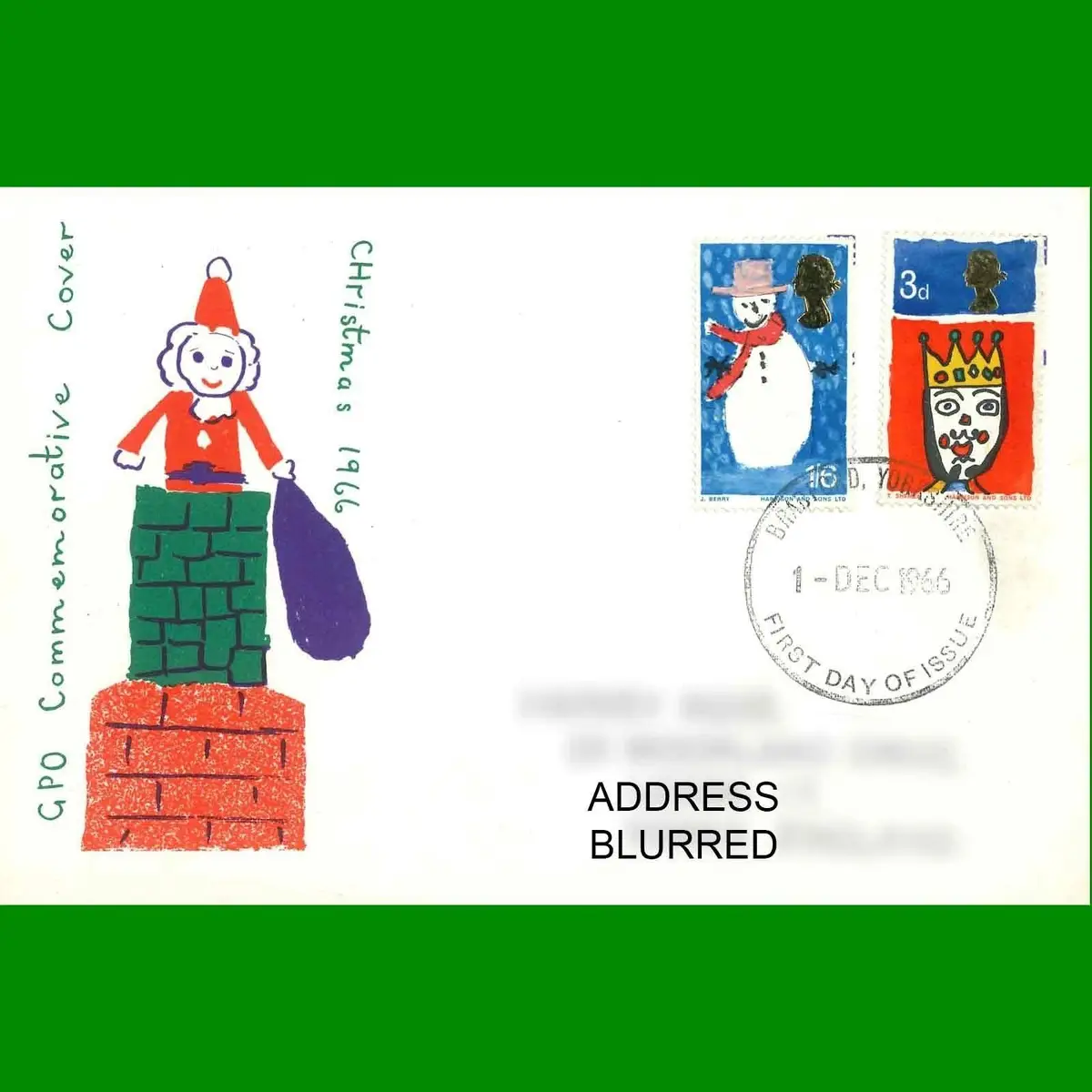 FDC Christmas 1966 Commemorative, First Day Cover, 1.12.1966