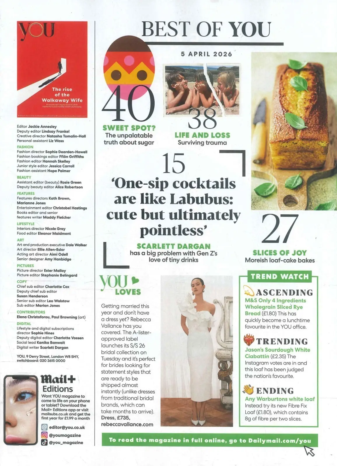 You Magazine: Kat Farmer, Rise of Walkaway Wife, Thomasina Miers, Fashion 5.4.26 - image 3 | Free standard UK delivery included | Discount Quality Products