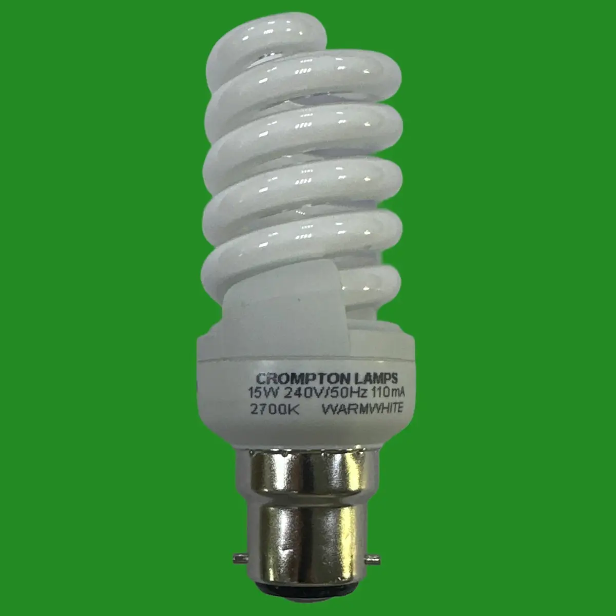 6x 15W (=67W) Crompton CFL Mini Spiral Low Energy Light Bulb Bayonet BC B22 Lamp - image 2 | Free standard UK delivery included | Discount Quality Products