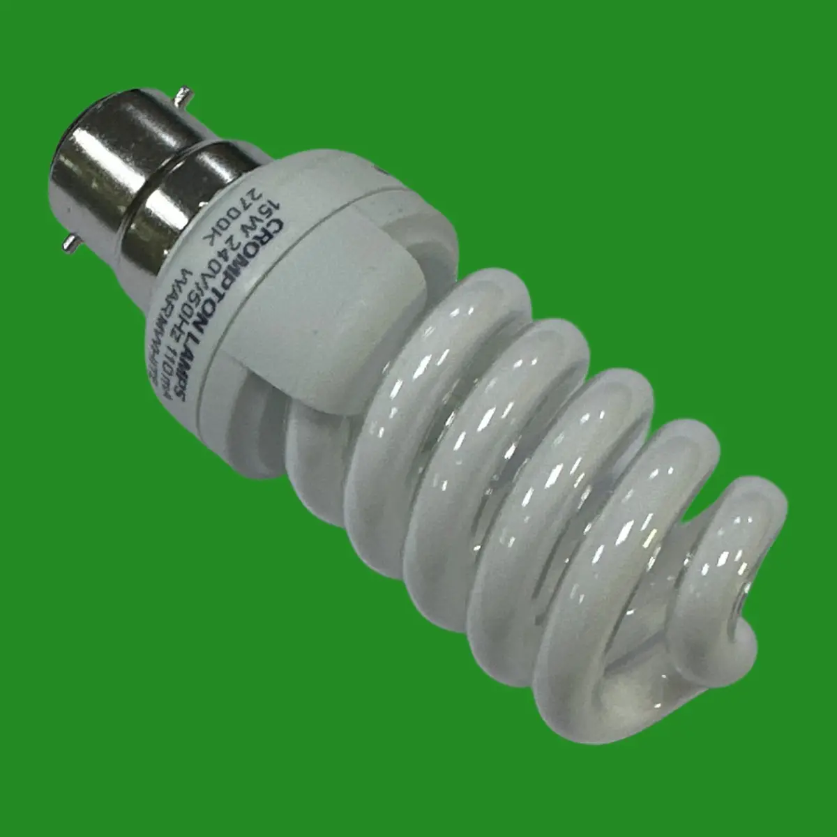 6x 15W (=67W) Crompton CFL Mini Spiral Low Energy Light Bulb Bayonet BC B22 Lamp - image 3 | Free standard UK delivery included | Discount Quality Products