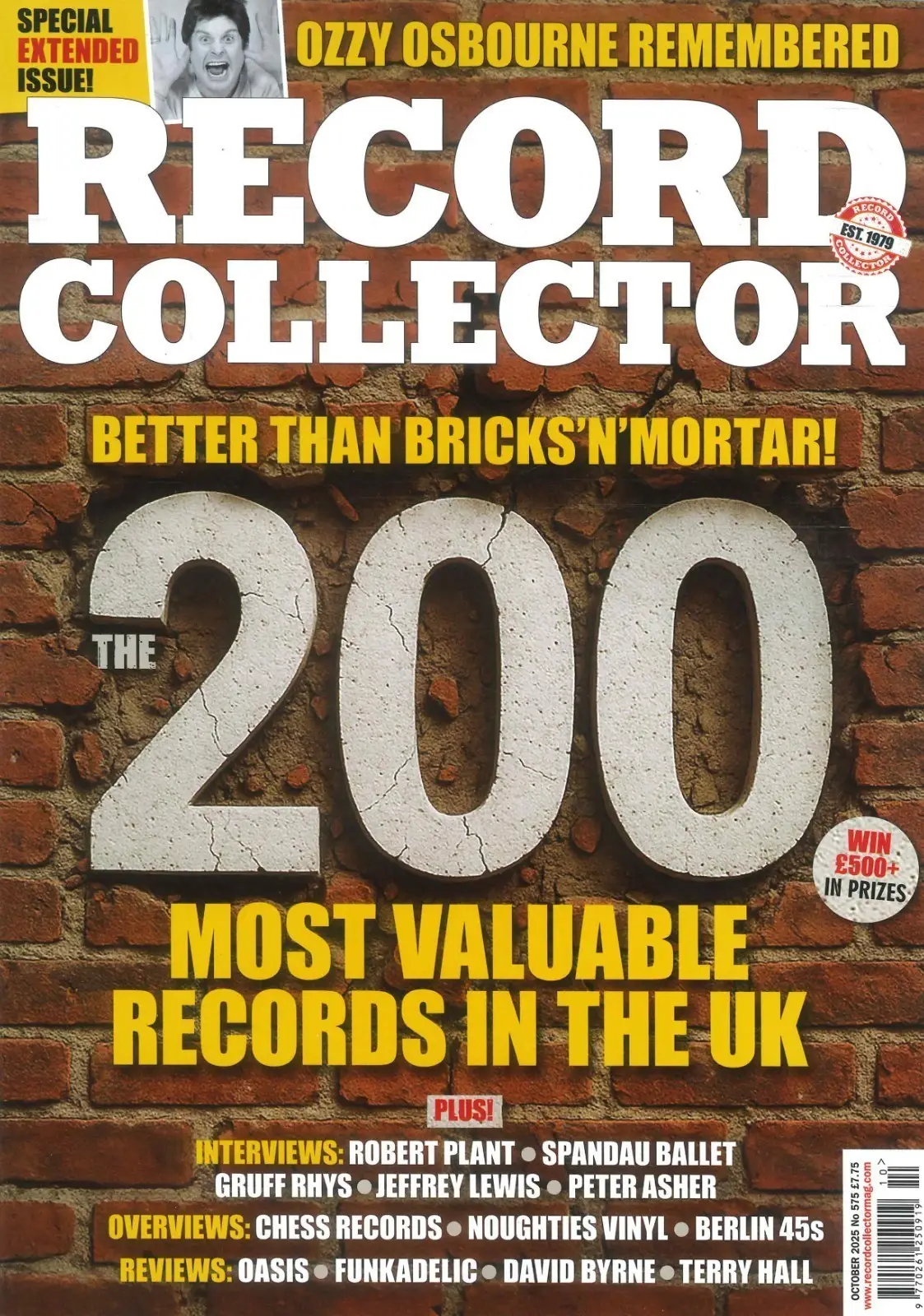 Record Collector Magazine: 200 Most Valuable Records, Ozzy Osbourne, Oct 2025