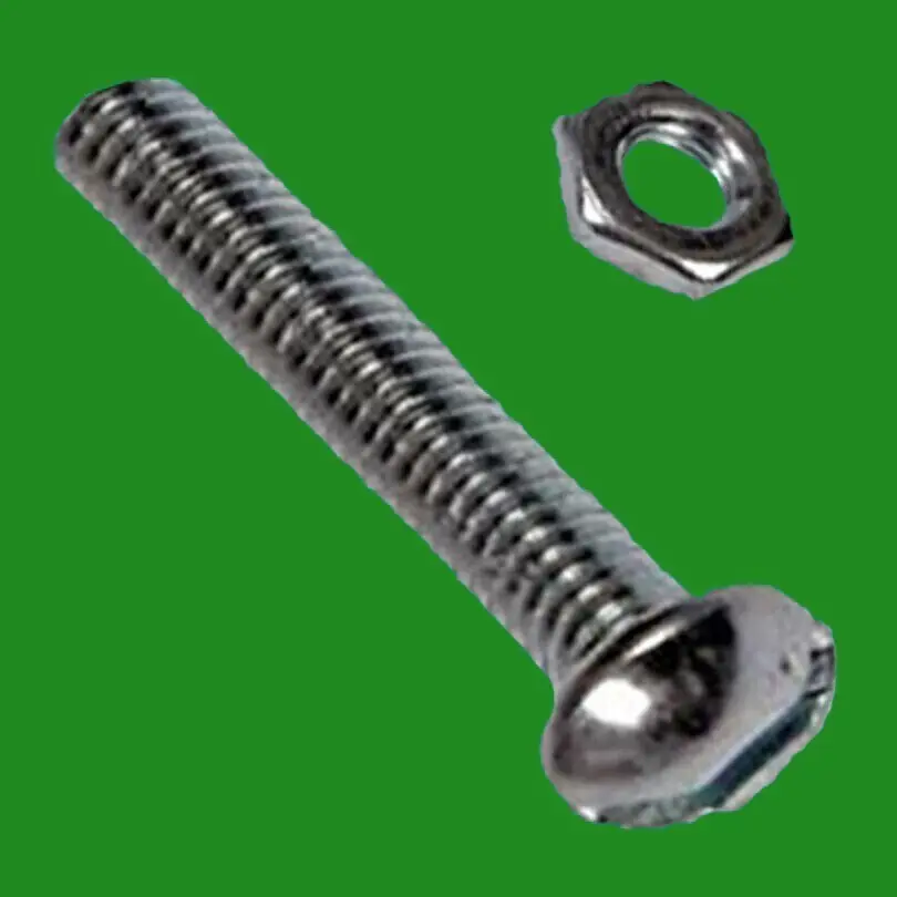 10x 2BA 1" Slotted Round Head Steel Machine Screws, Nut &amp; Bolt Set Zinc Plated