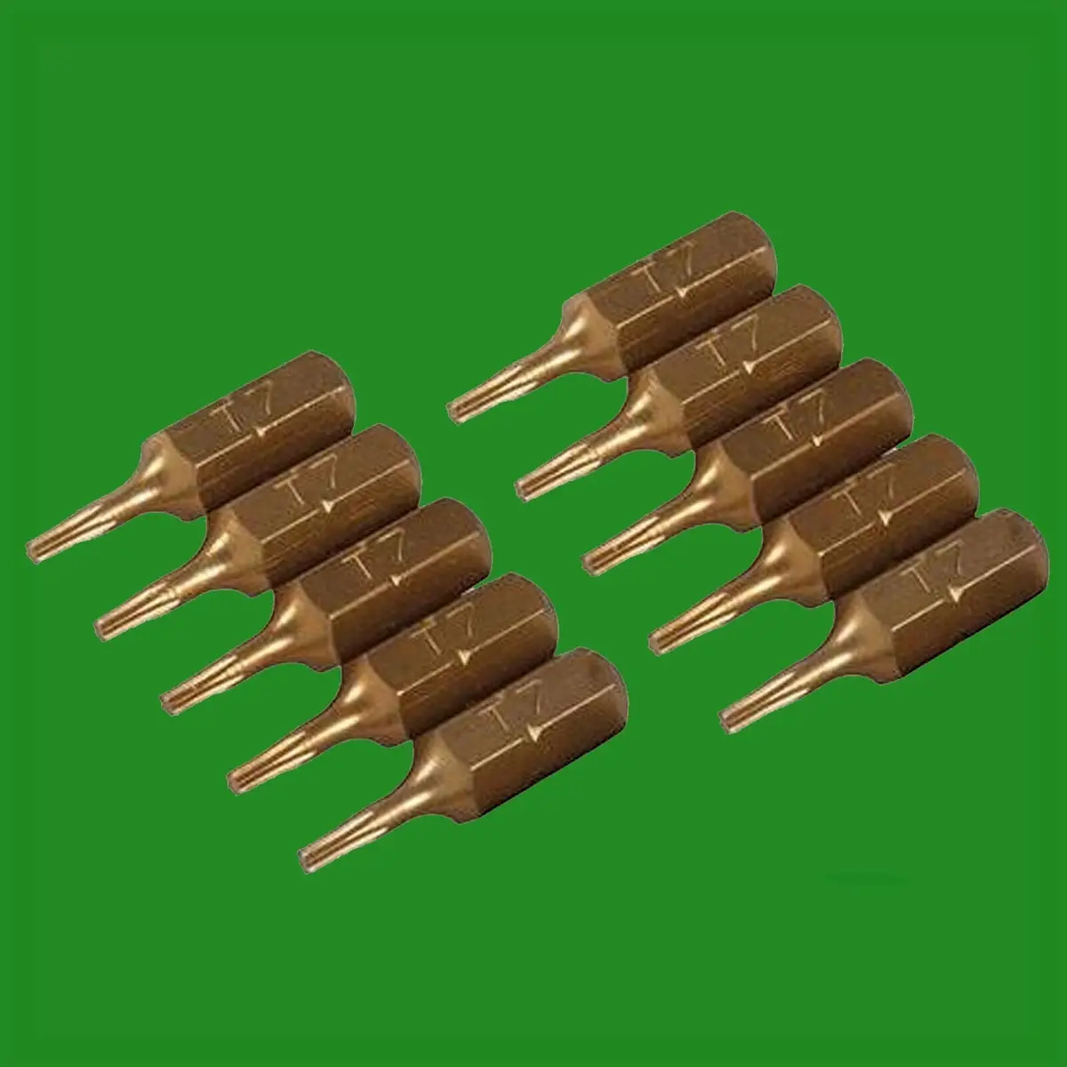 10x T7 25mm Gold Screwdriver Bits Titanium Coated 1/4" Torx Drive S2 Steel