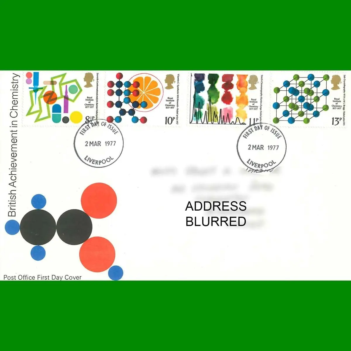 FDC British Achievement in Chemistry, Post Office First Day Cover , 2.3.1977