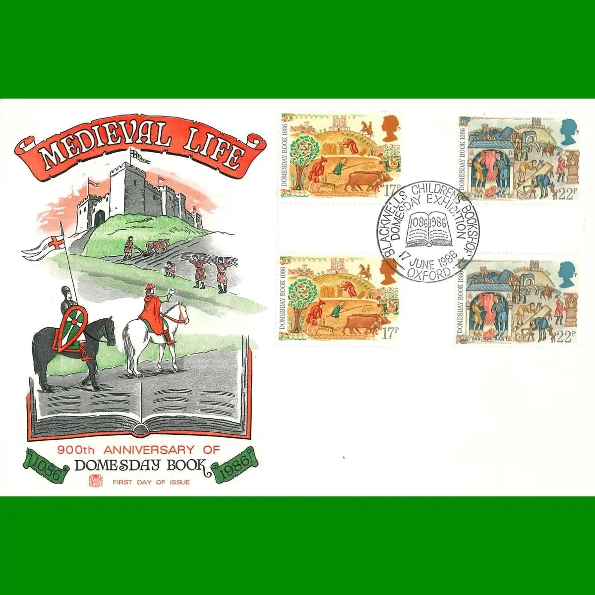 FDC Medieval Life Domesday Book 900th Year, First Day Cover Stamps, 17.6.1986