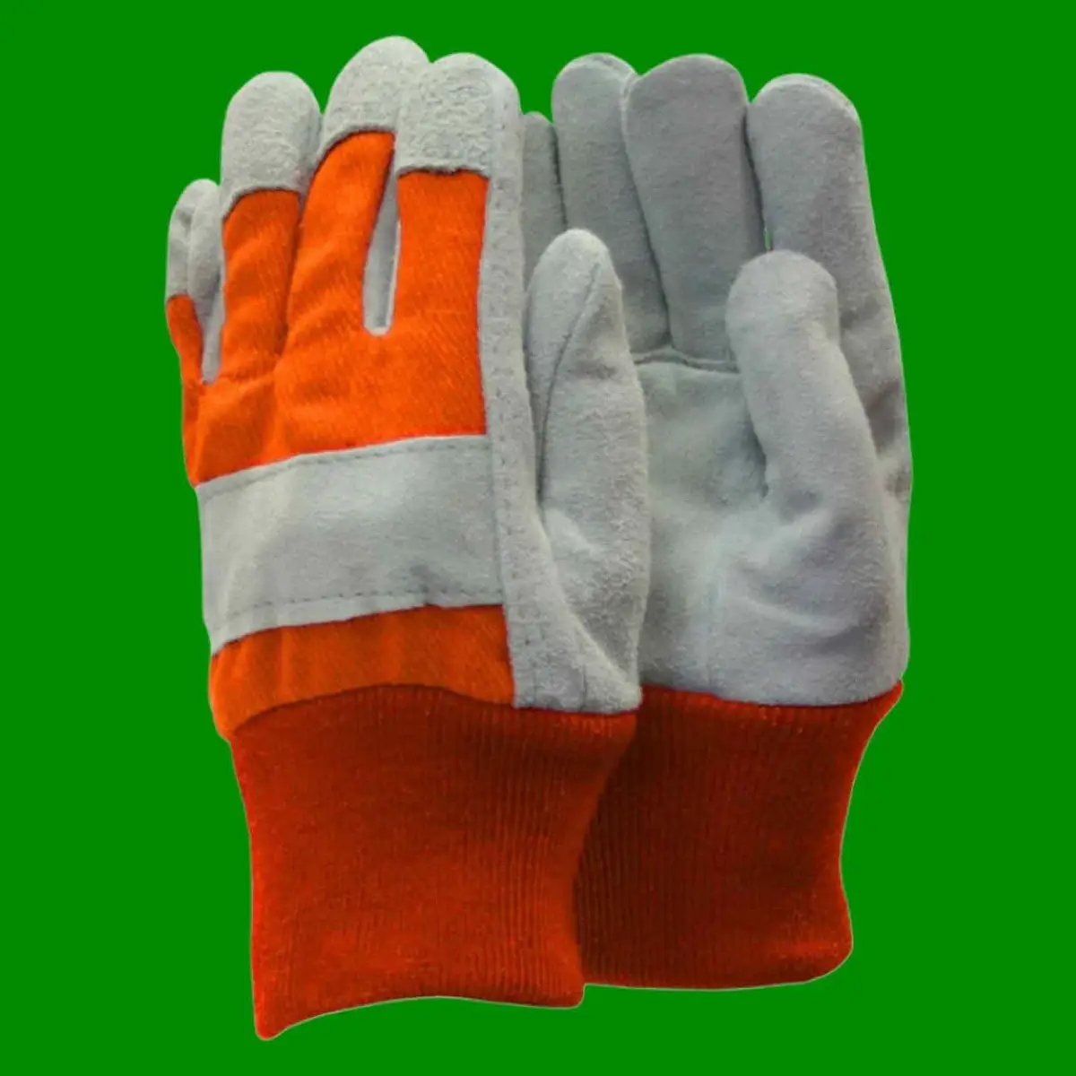 2x Pair Large Chrome Leather Palm Work Builder Gloves Cotton Back, Knitted Wrist - image 2 | Free standard UK delivery included | Discount Quality Products
